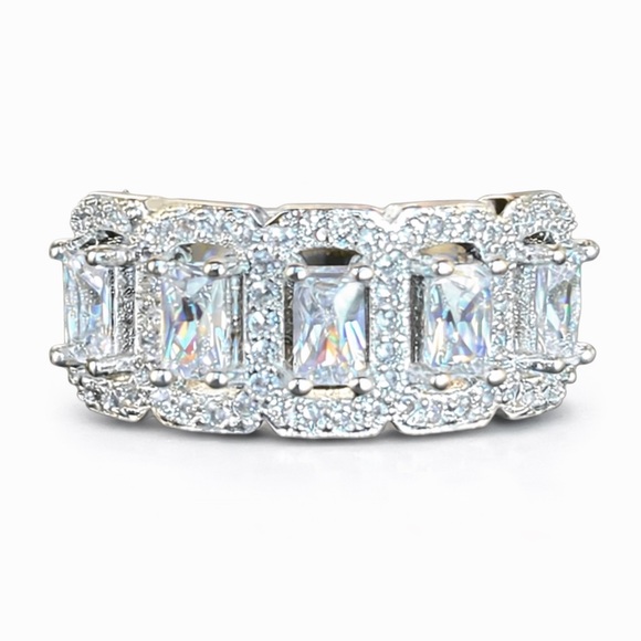 Zircon 925 Silver 5 Stone Band Ring